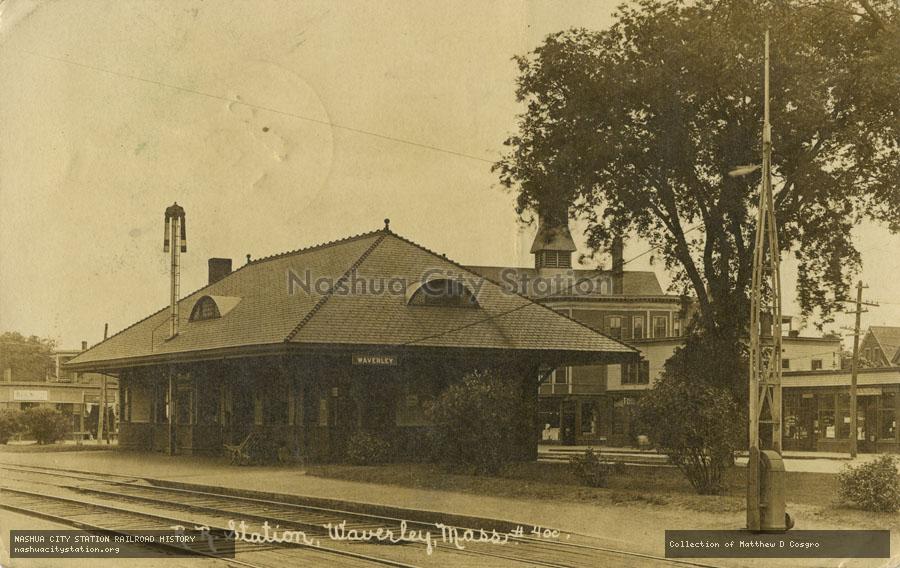 Postcard: Railroad Station, Waverley, Massachusetts